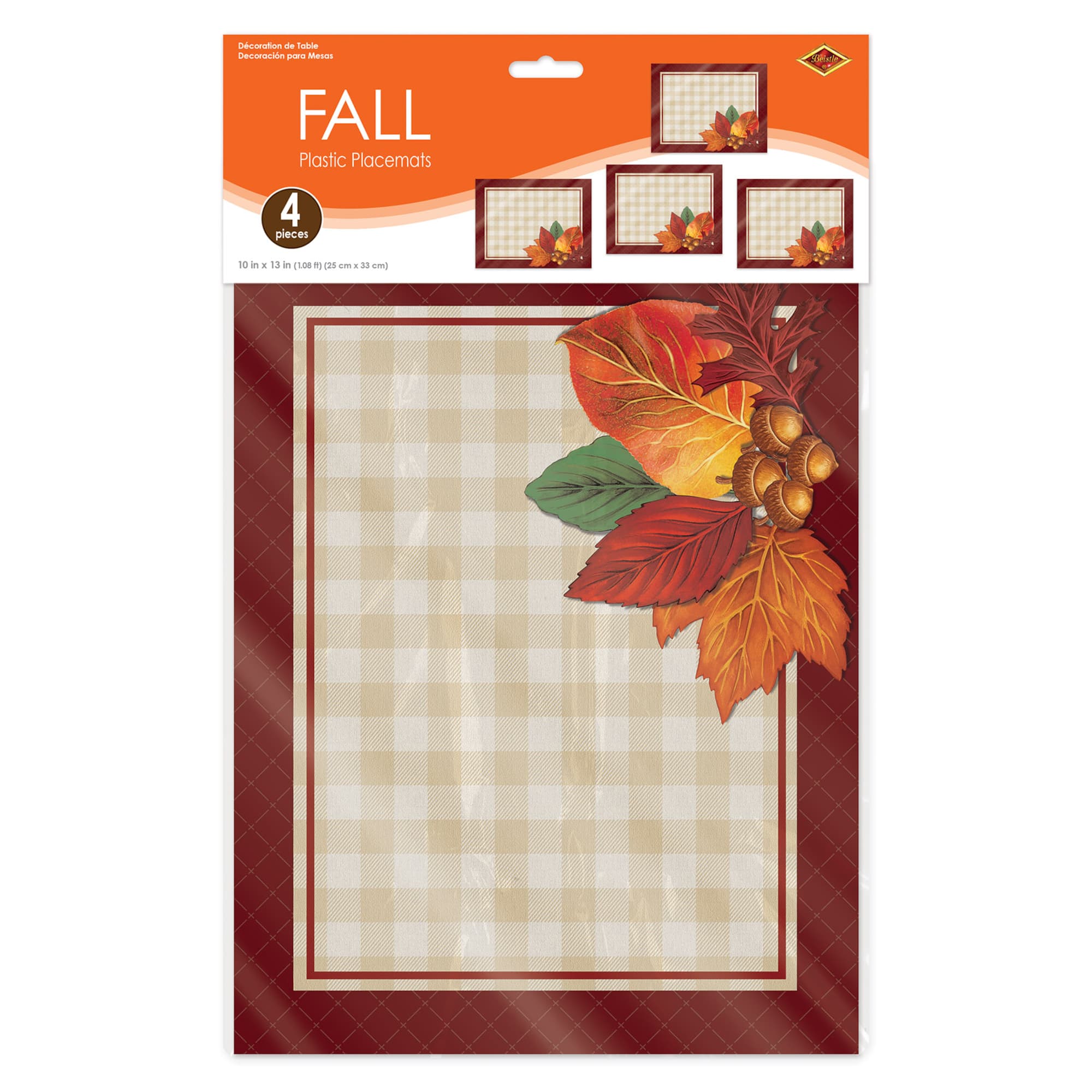 Beistle 10" x 13" Plastic Fall Placemats, 4ct.